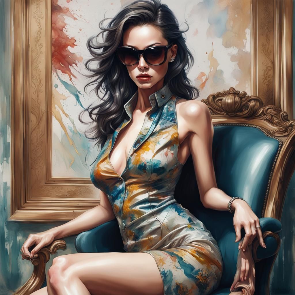 Exotic Woman Portrait in Watercolor Style