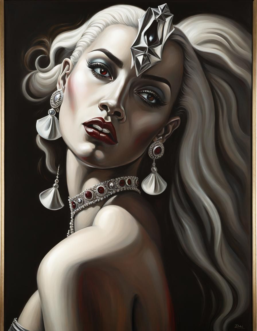 Queen of the Damned, black female vampire, fangs, blood, succube, mysterious, dark sinister, beautiful face, cinematic, ...