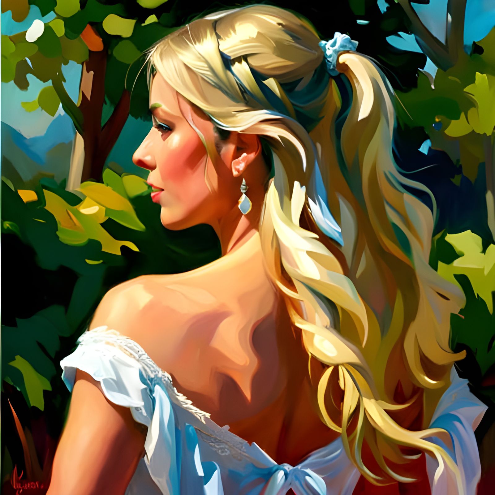 Gorgeous Blonde Woman Portrait in Fantasy Art Style