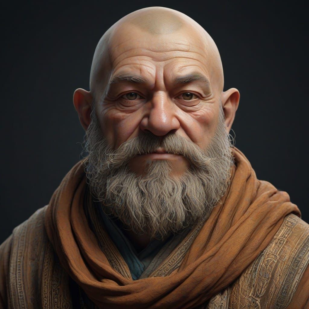 Venerable Dwarf Monk in Earthy Hues