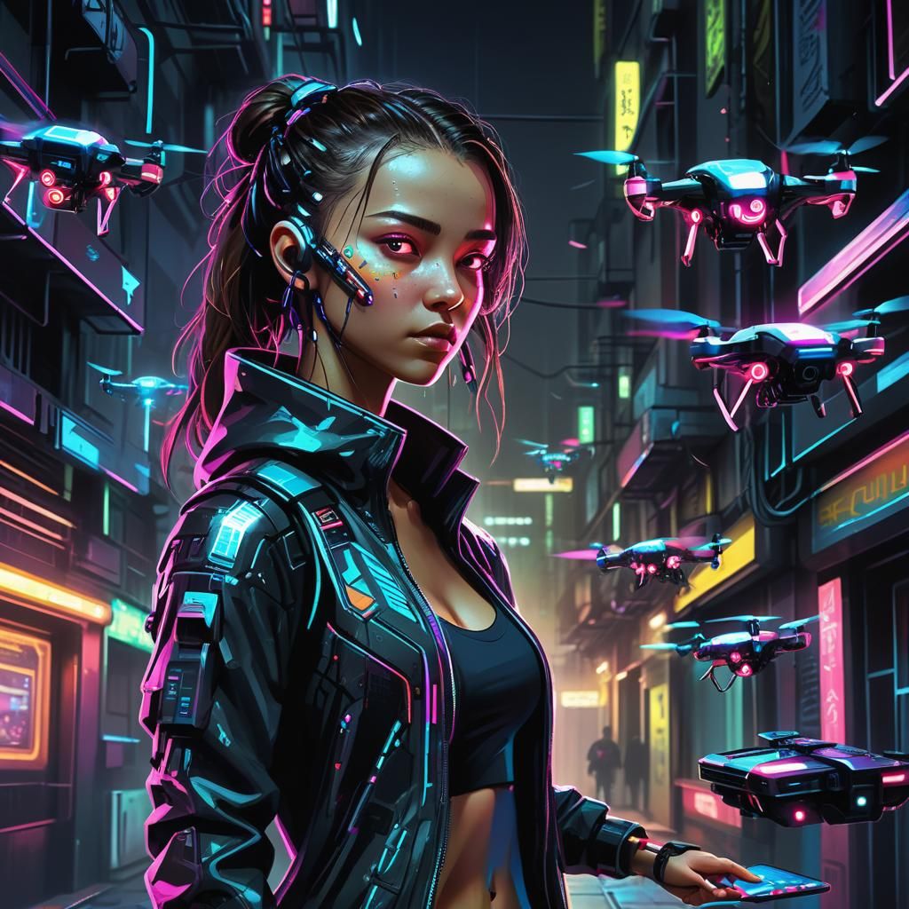 Cyberpunk Rigger Tecno Fly Conquers the Night