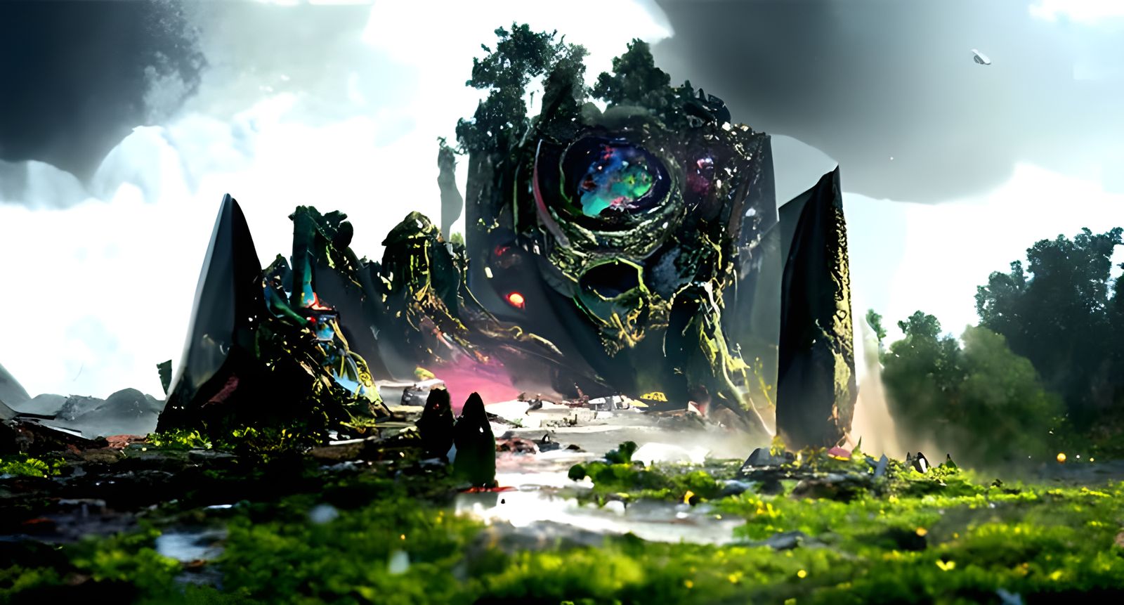 Destroyed Planet Concept Art in Cosmic Style