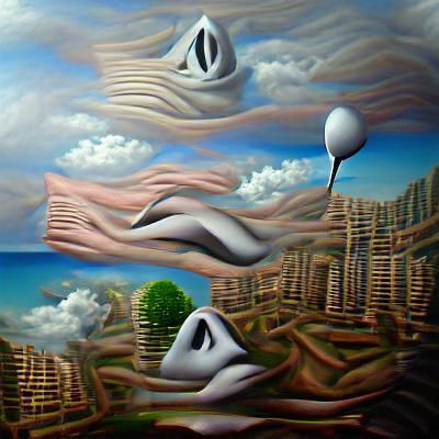 Surrealist Utopia in Oil on Canvas