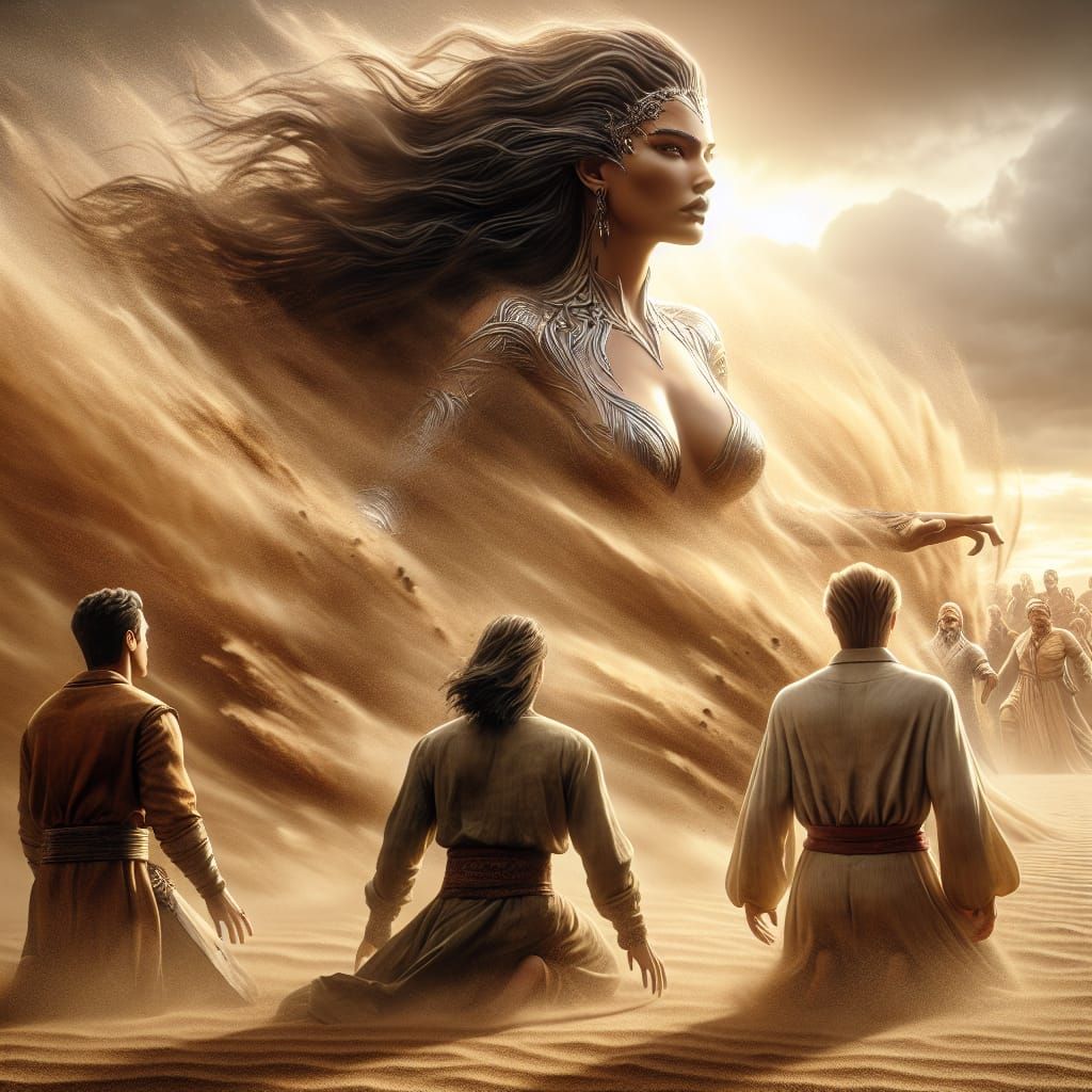 Desert Woman Emerges: A Digital Art Portrait