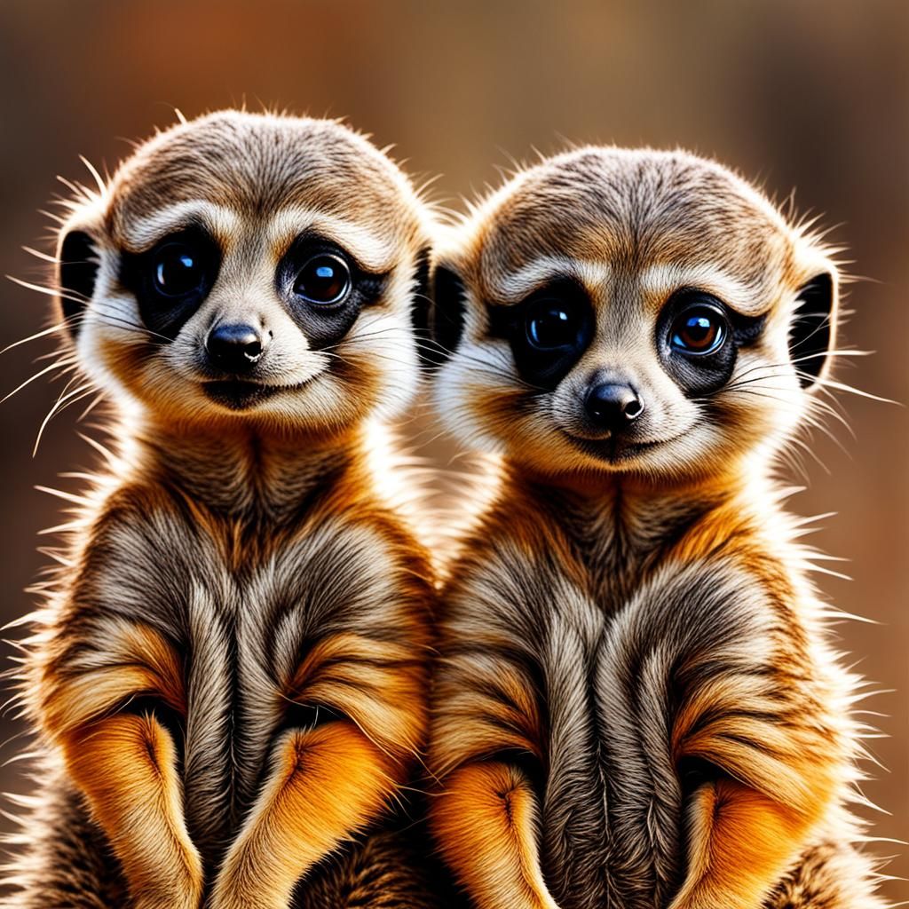 Adorable Meerkat Babies in Abstract Art