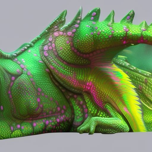 Green and Pink Dragonet: Fantasy Concept Art