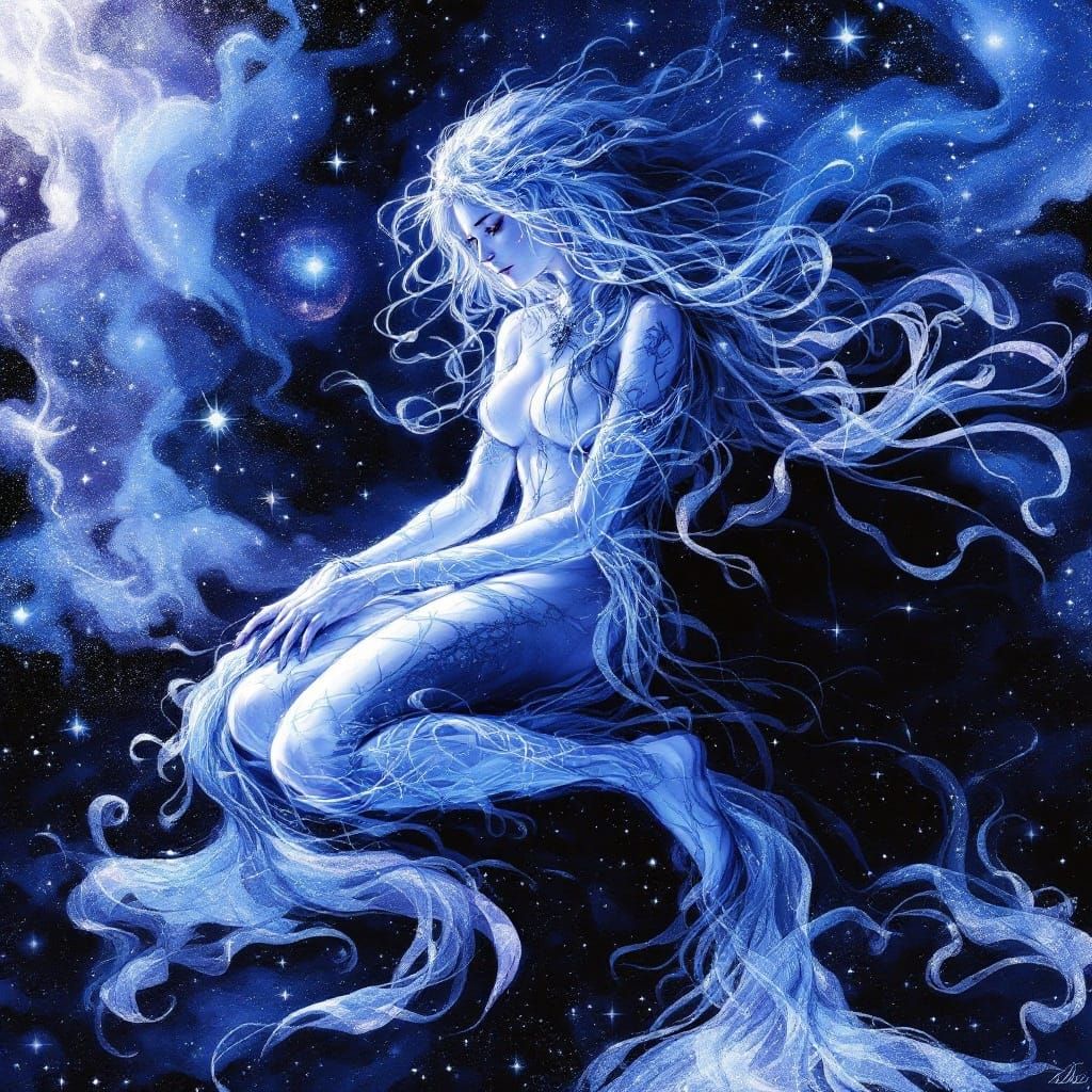 Ethereal Soul-Weaver in Moonlit Sanctuary