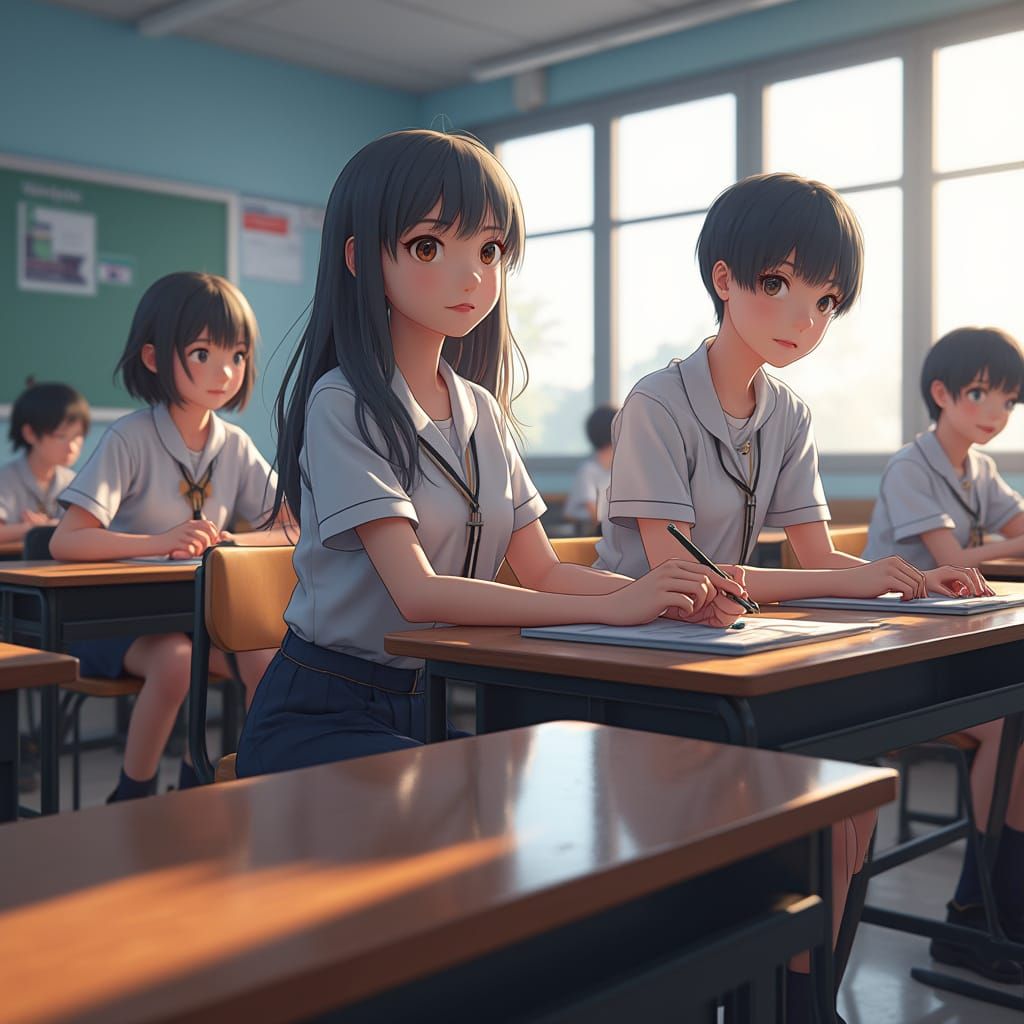Anime Style Classroom Render in 8K