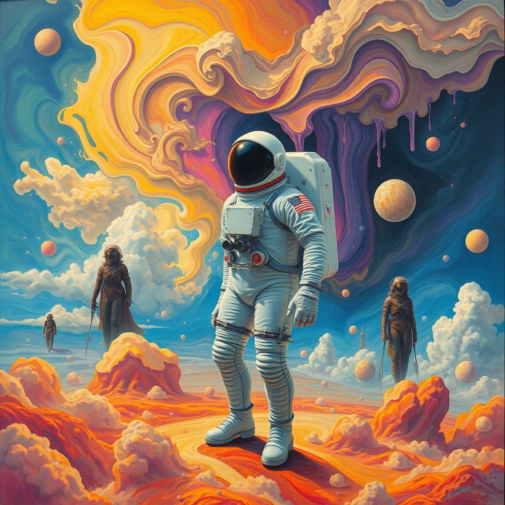 Astronaut in Surreal Dreamscape, Inspired by Surrealism