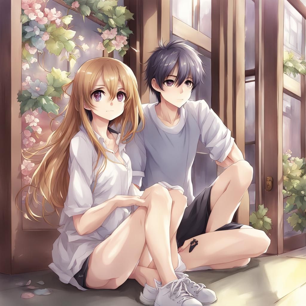 Anime Style Girlfriend and Boyfriend Illustration