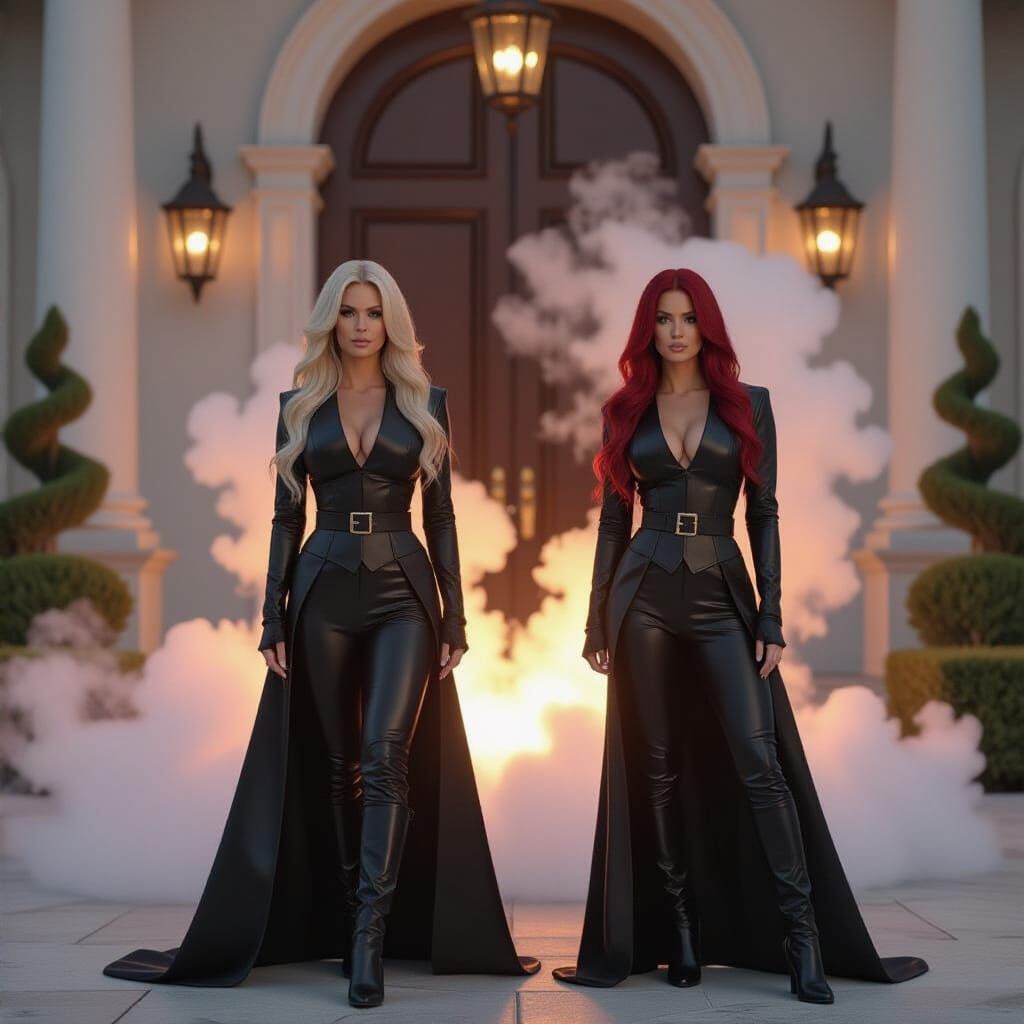 Goddesses in Black Leather Blast Mansion Doors