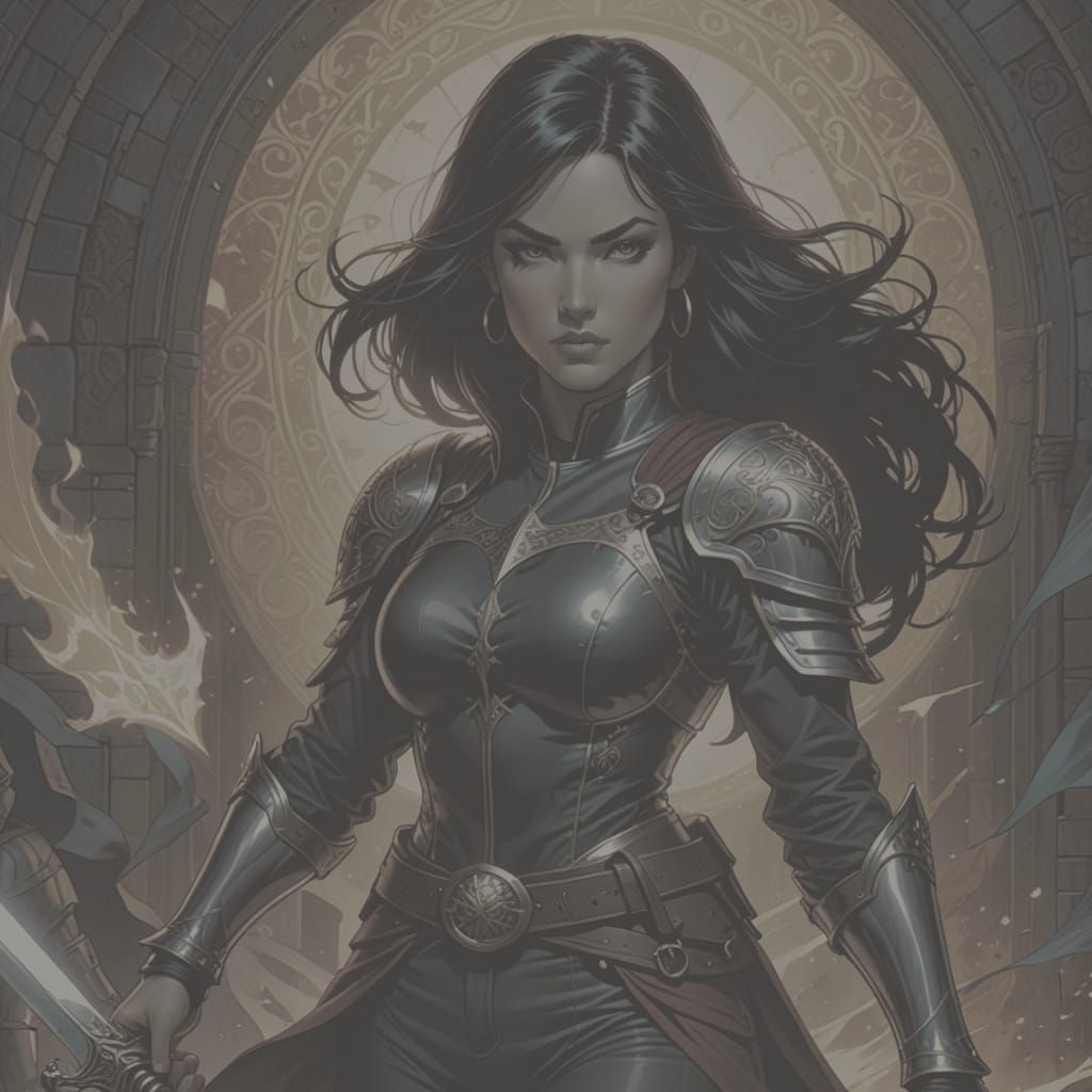Female Paladin in Comic Book Art Style