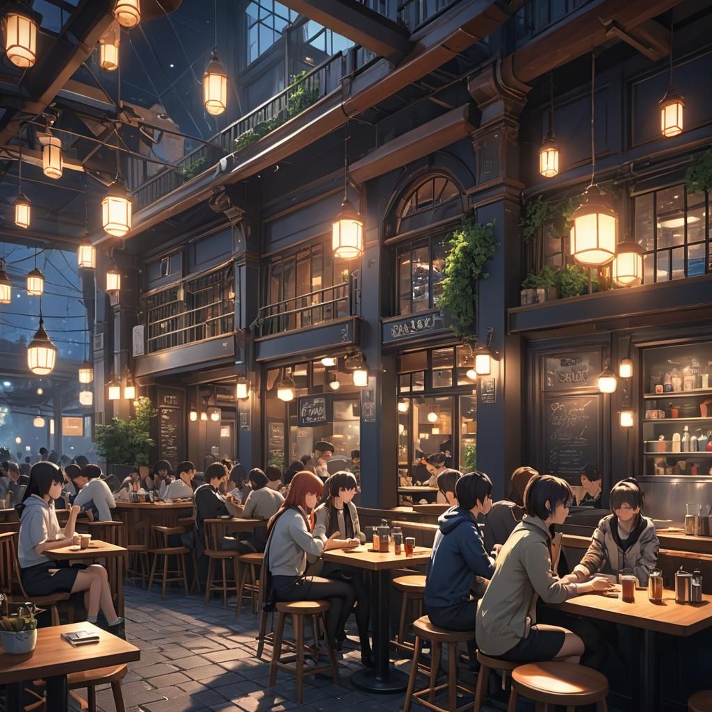 Night Cafe: Detailed 3D Anime Art