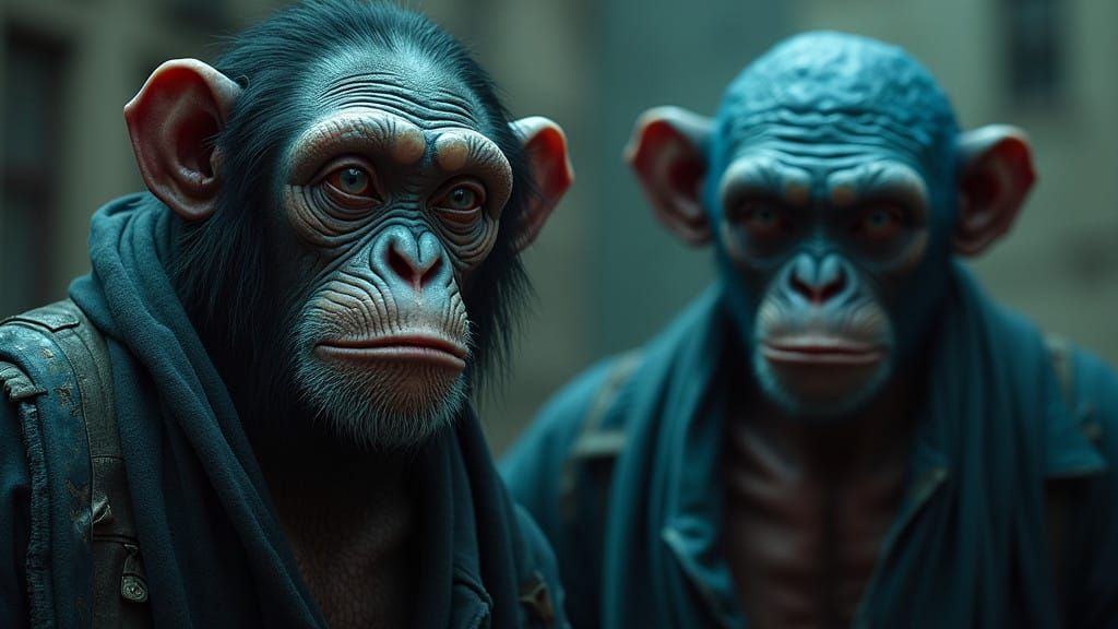 Dystopian Bronx with Chimpanzee Mutants in Photorealistic St...