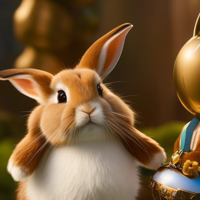 Adorable Rabbit Close-Up in a Whimsical Style