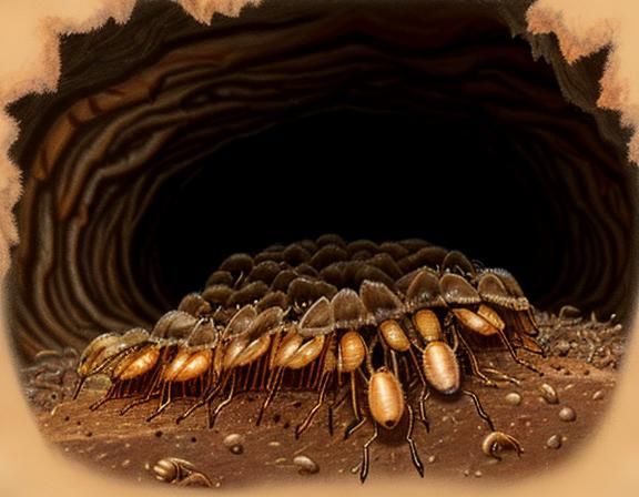 Termite Colony Crawling in Sepia Tones