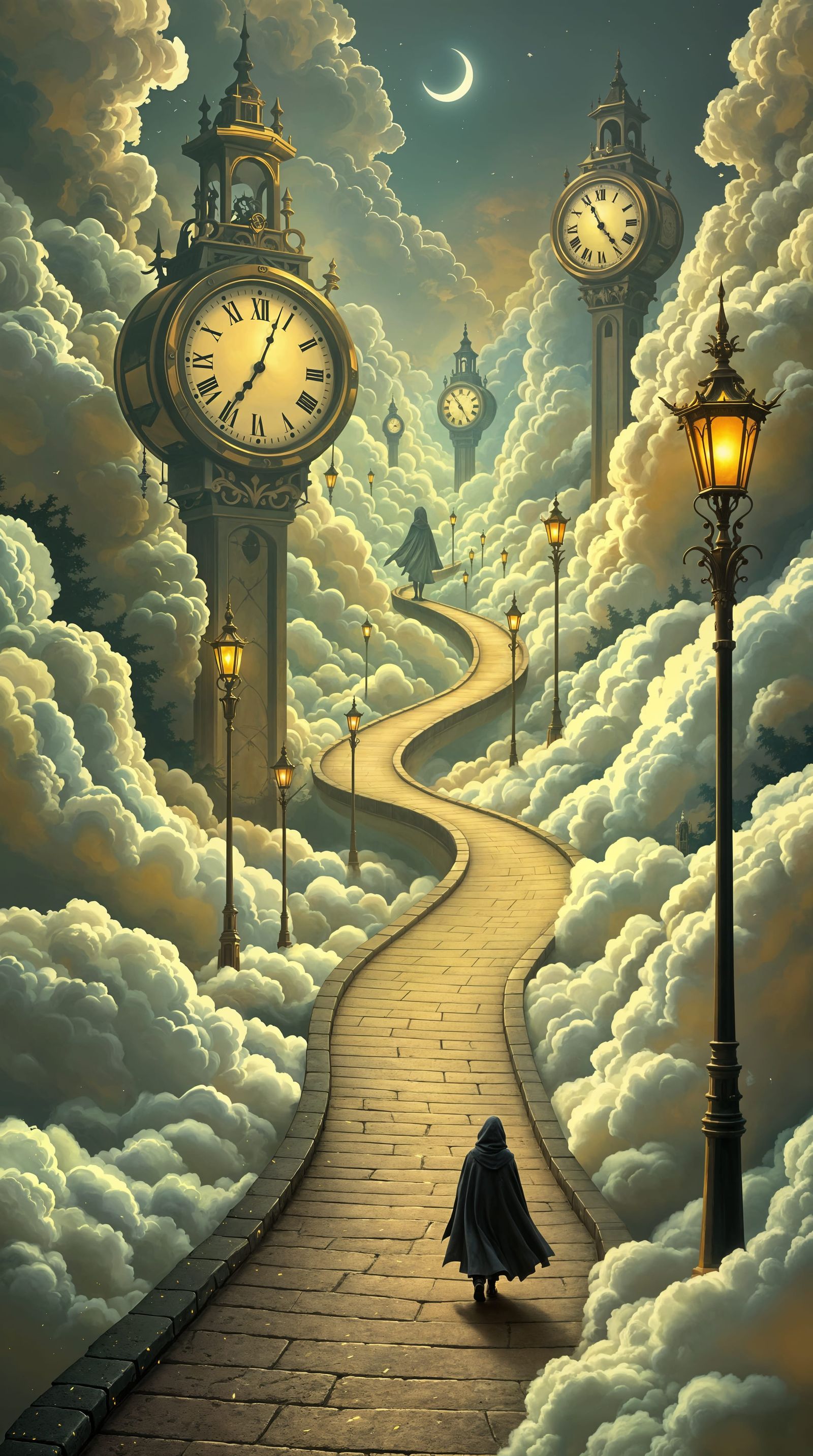 Surreal Cloudscape with Mysterious Wanderer