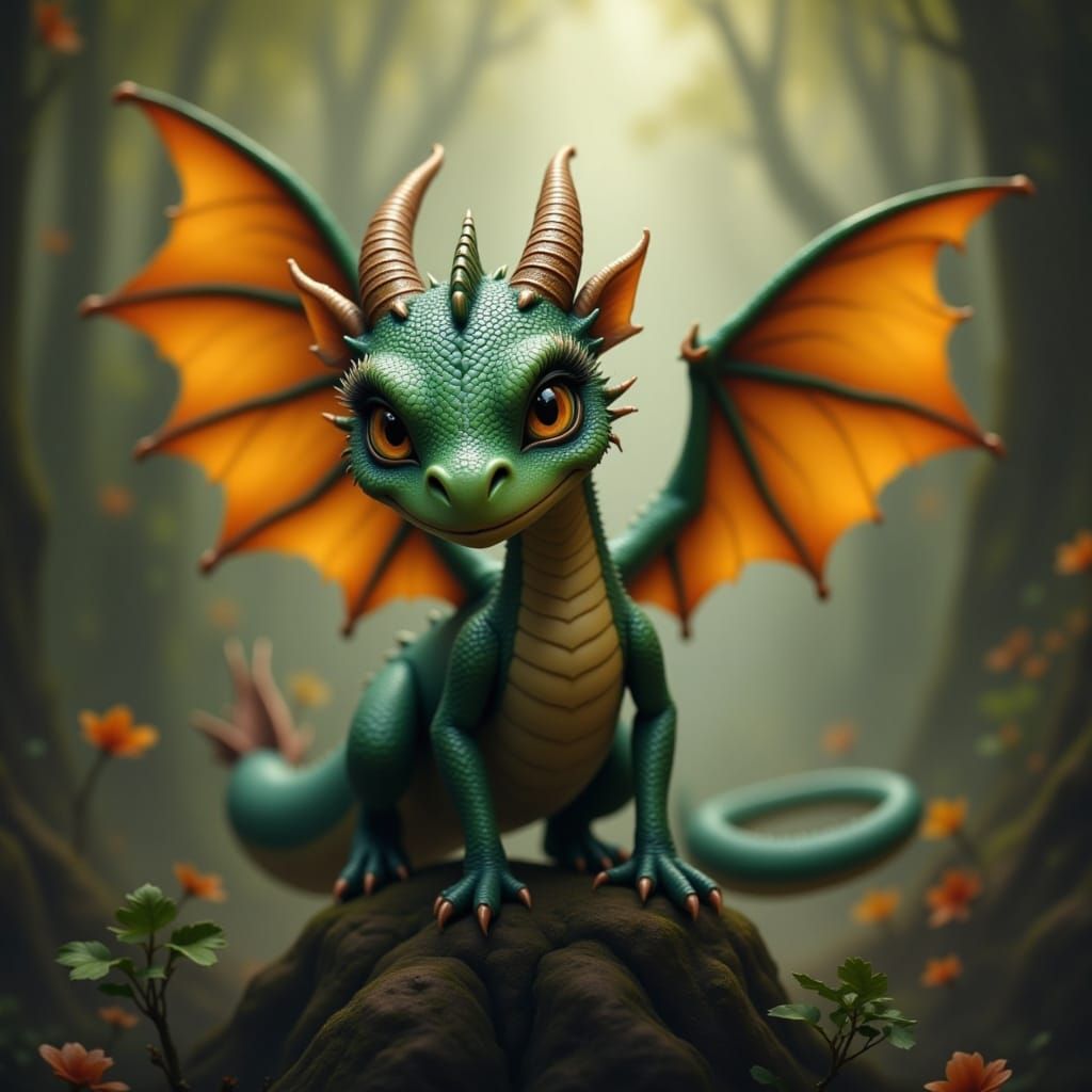 Whimsical Dragon with Majestic Wingspan