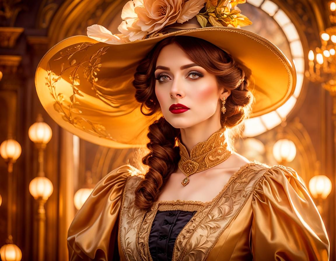 Victorian Woman Portrait in Art Nouveau Style