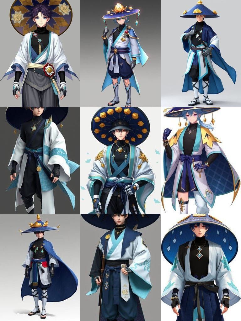 The Wanderer in Traditional Japanese Attire with Cyberpunk A...