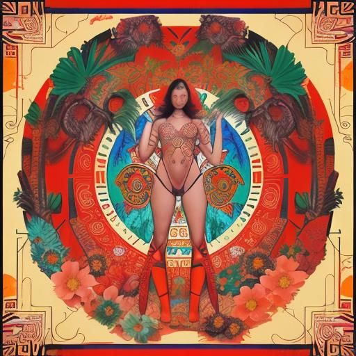 Art Deco Mayan Jungle Portal: Digital Pop Art