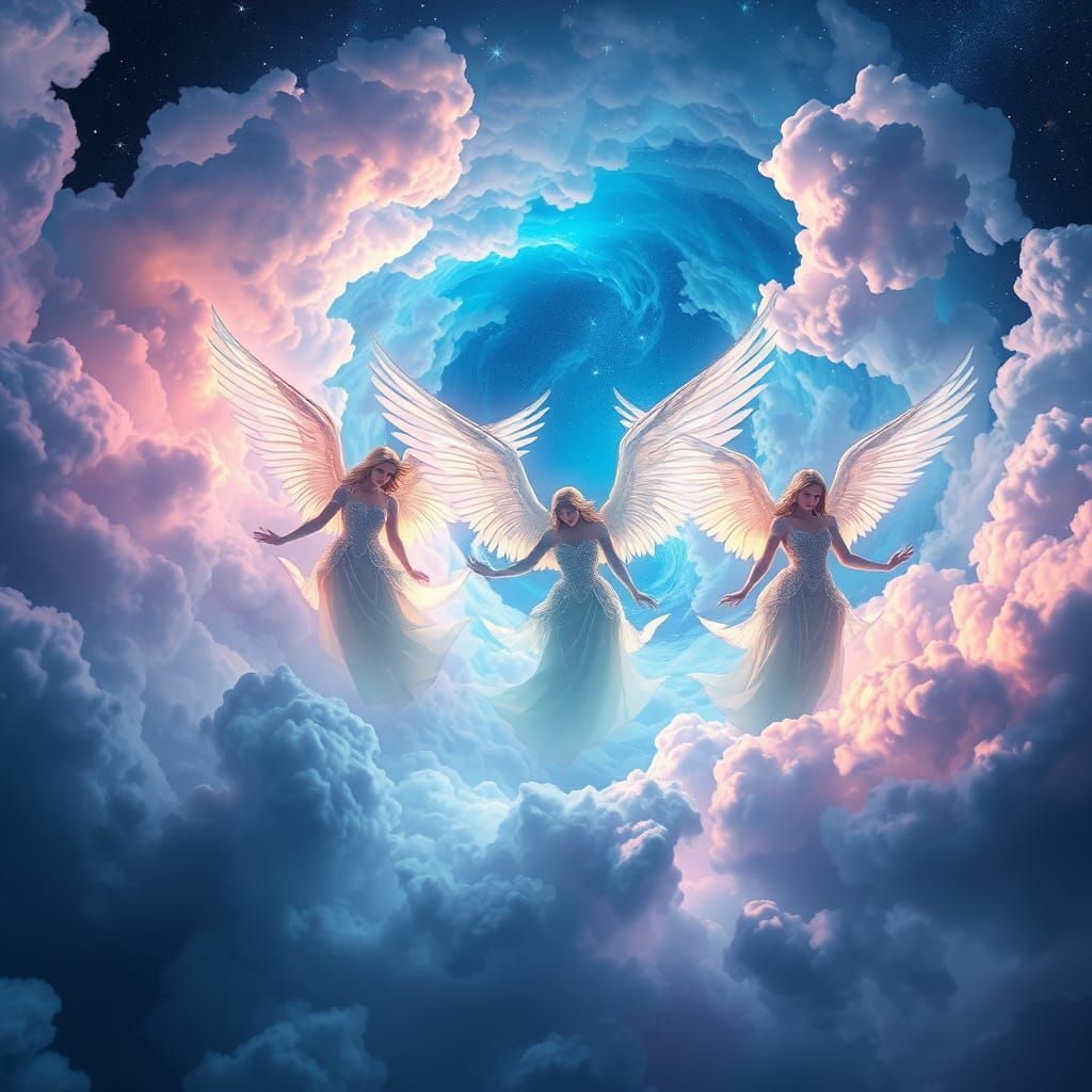 Celestial Angels in Ethereal Vortex