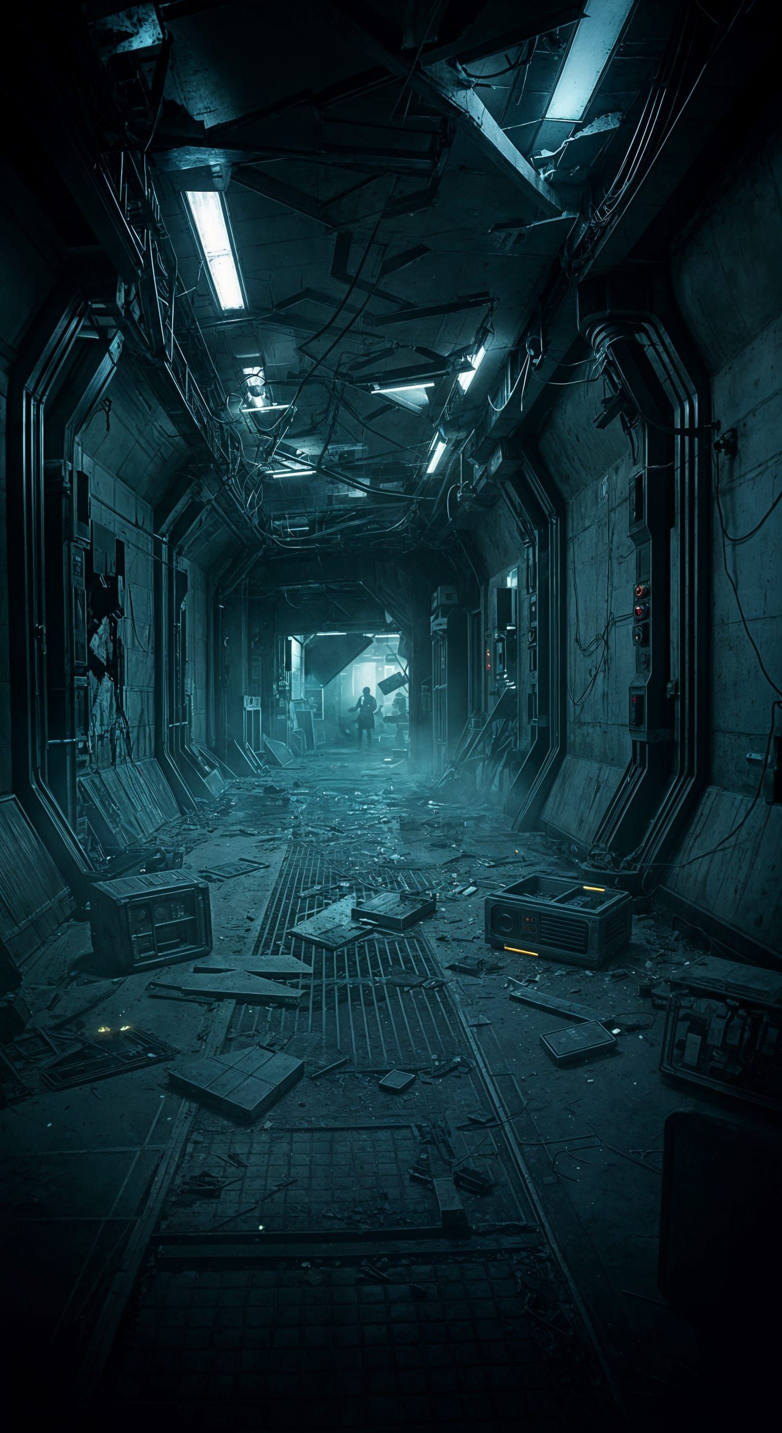 Abandoned Futuristic Laboratory in a Desolate, Sci-Fi Horror...