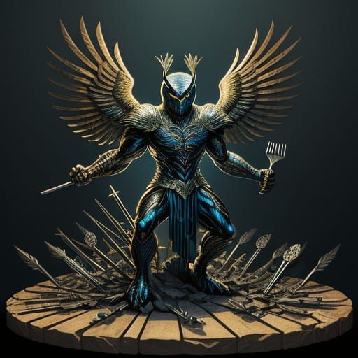 Fork Sculpture Owl in Comic Art Style