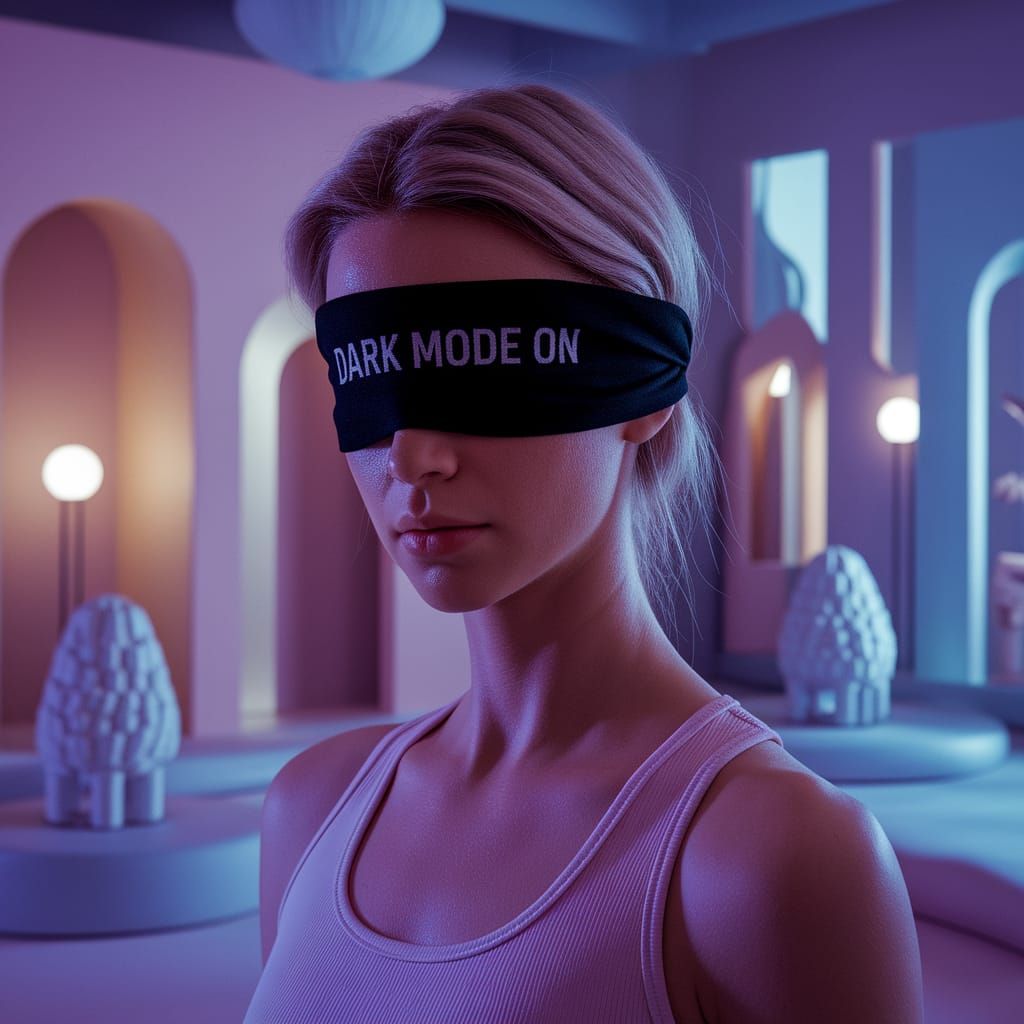 Enigmatic Woman in Dark Mode Serenity