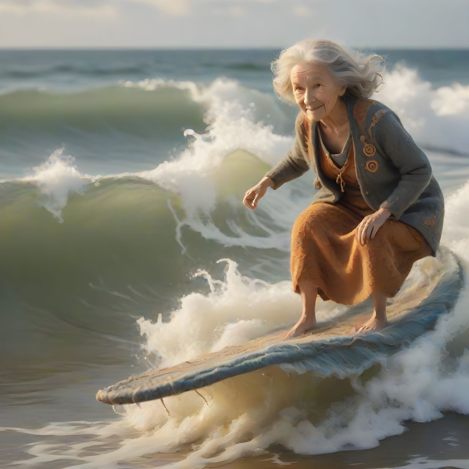 Nana's gone surfing