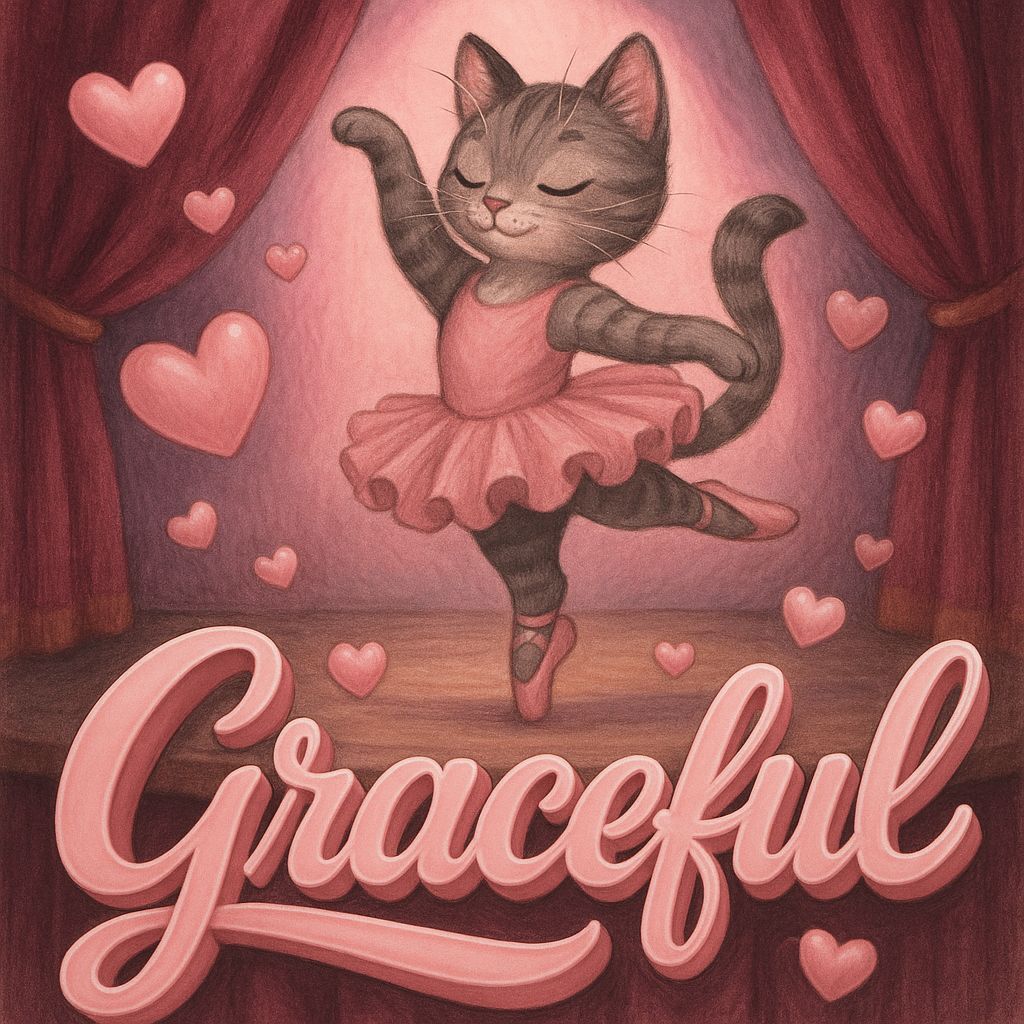 Graceful Cat Ballerina in Storybook Style