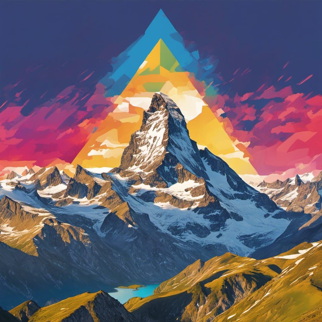 matterhorn view from the eagles nest bavaria, sunset, vibran...