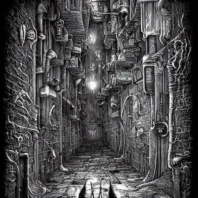 Biomechanical Dark Alley Inspired by Giger