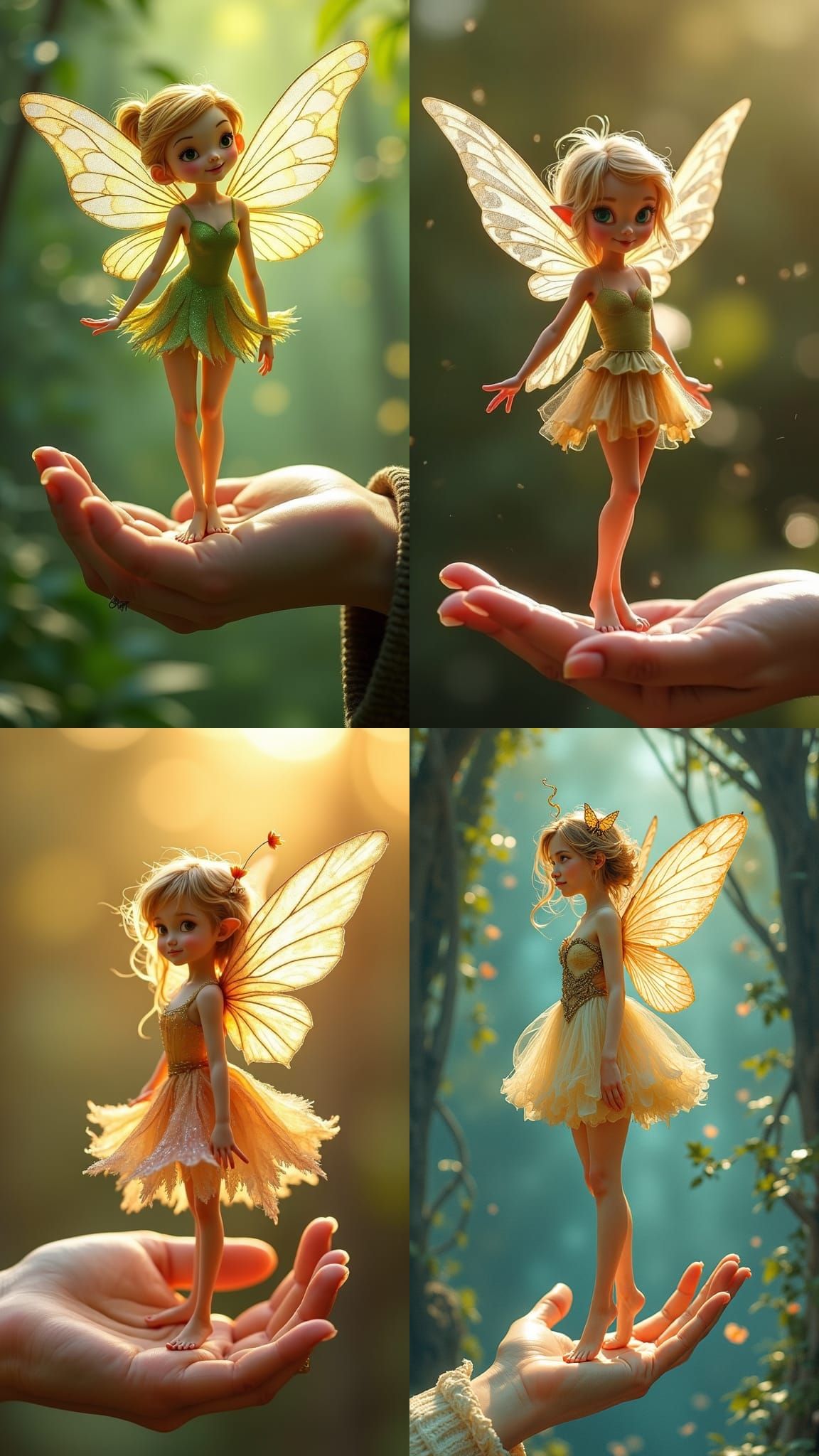 Miniature Fairy Perched on Human Hand