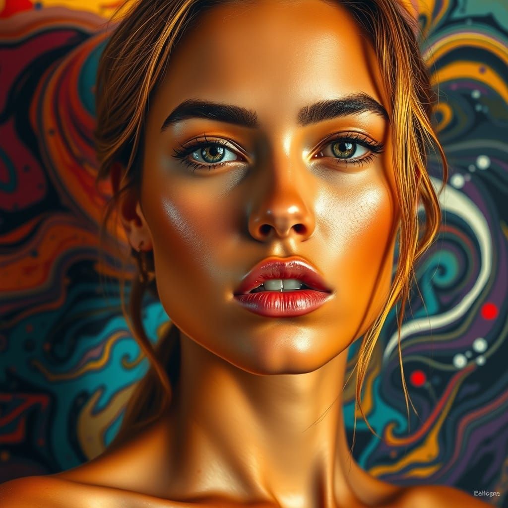 Modern Supermodel Portrait in Vibrant Warm Color