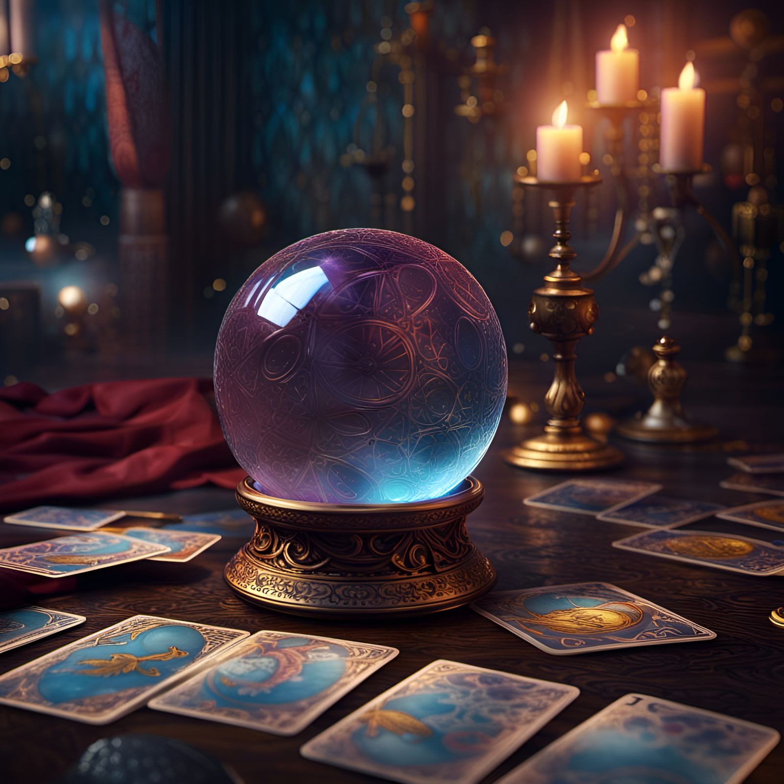 Mystical Crystal Ball and Tarot Card Reading