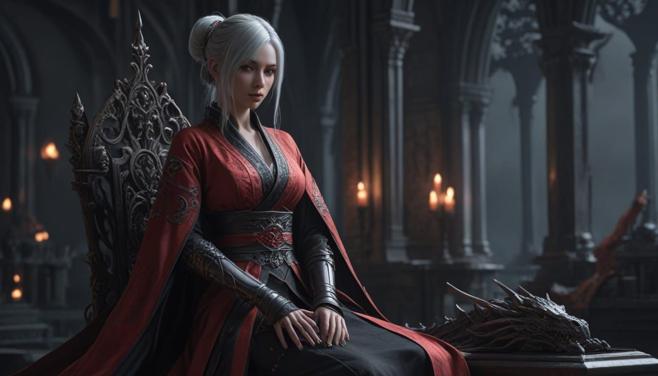 Dark Fantasy Drow City Under Crimson Moonlight