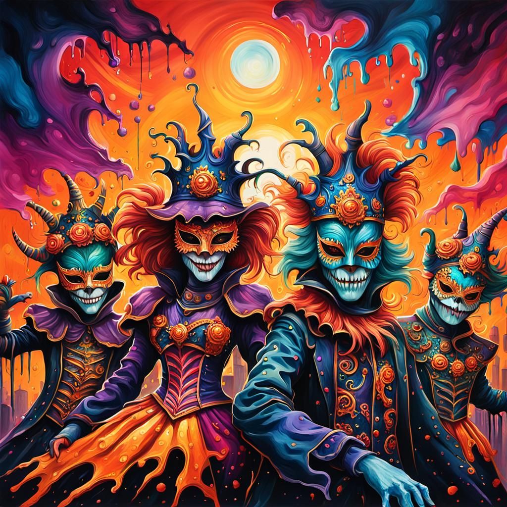 Monsters' Masquerade Ball in Graffiti Art Style