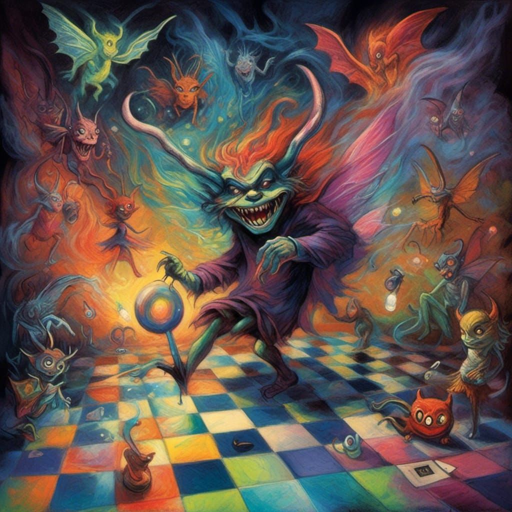 Surreal Creatures Play Hopscotch in Dreamlike Illustration