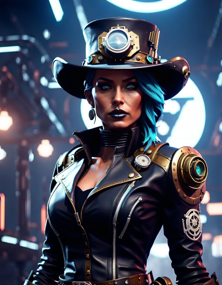 Steampunk Space Cowgirl in Sci-Fi Style
