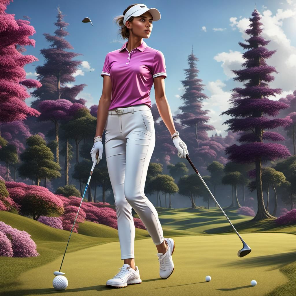 Woman Golfer in Dark Fantasy Concept Art