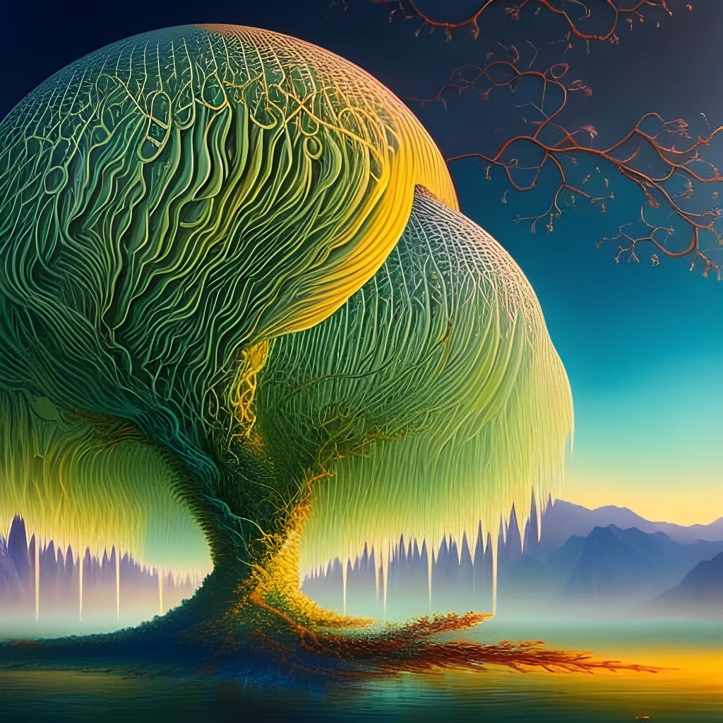 Crystallized Ice Willow Tree: Fantasy Art