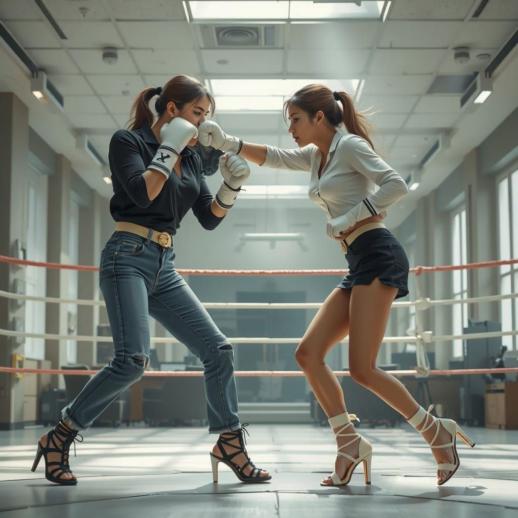 Fierce Female Boxers Clash in High-Heeled Showdown