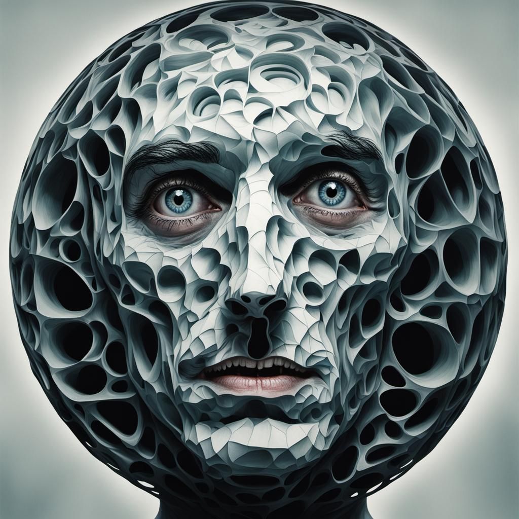 Surreal Horror Portrait in Geometric Style