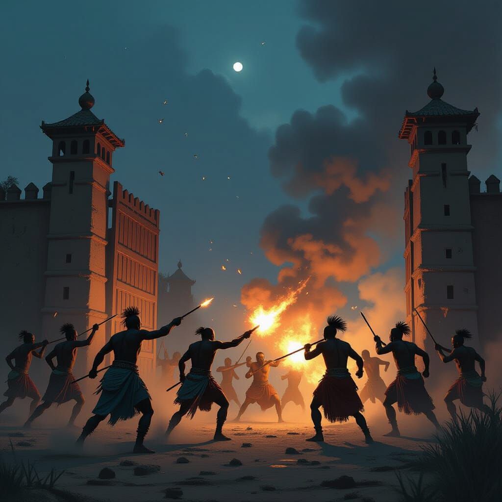 Dramatic African Warriors Clash at Western Gate