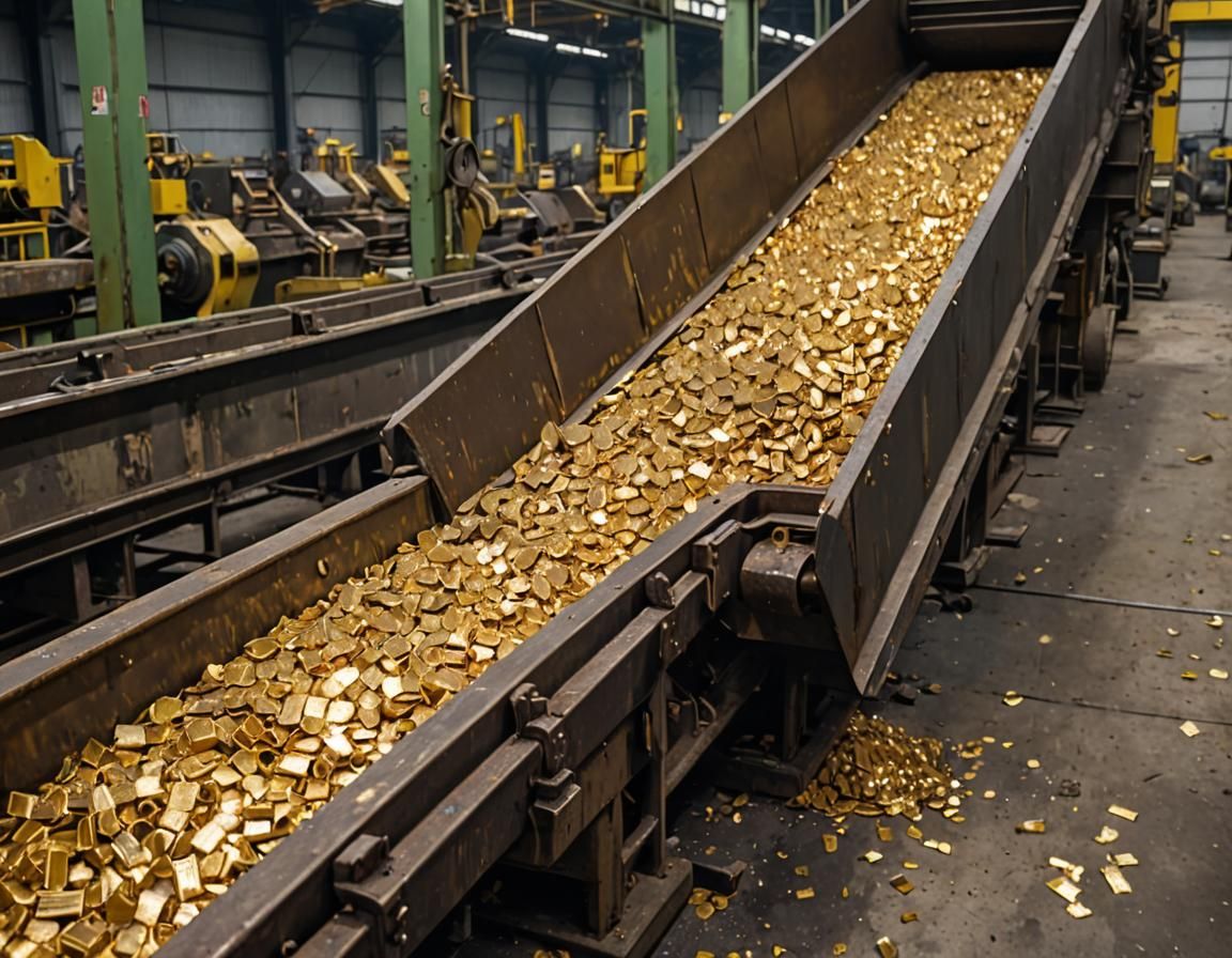 Scrap Iron to Gold Transformation on Conveyor Belt