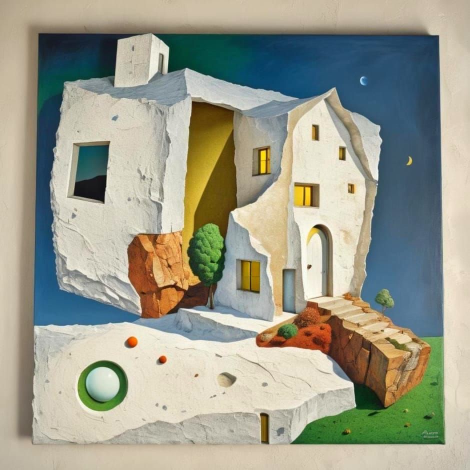 Surreal Paper House in Fantastic Landscape