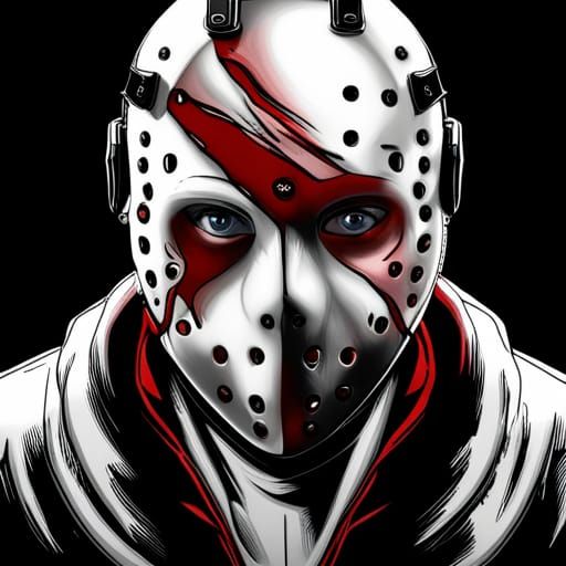 Hyperrealistic Jason Voorhees with Blood Splatter