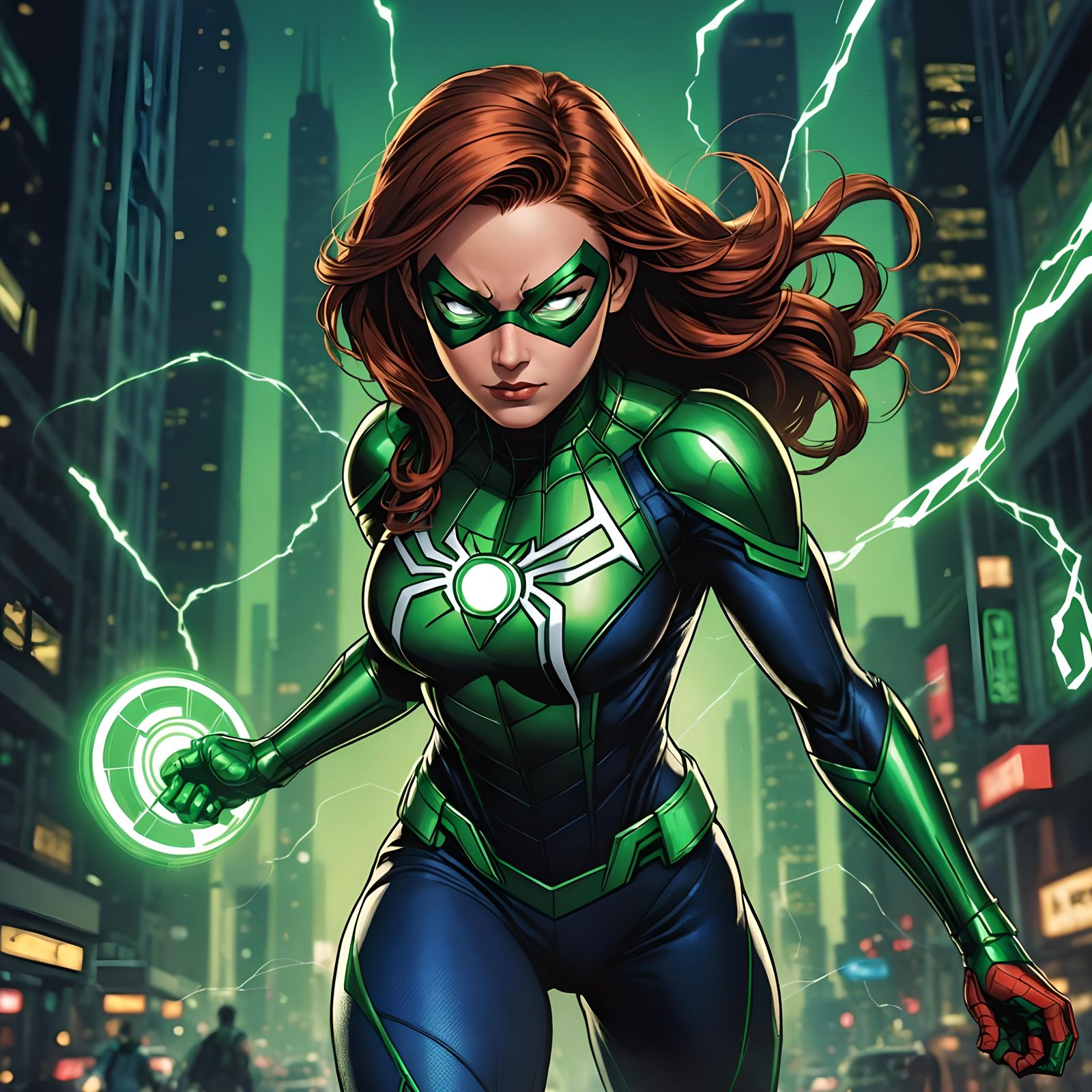 Female Spider-Man Green Lantern Mix: Anime Style