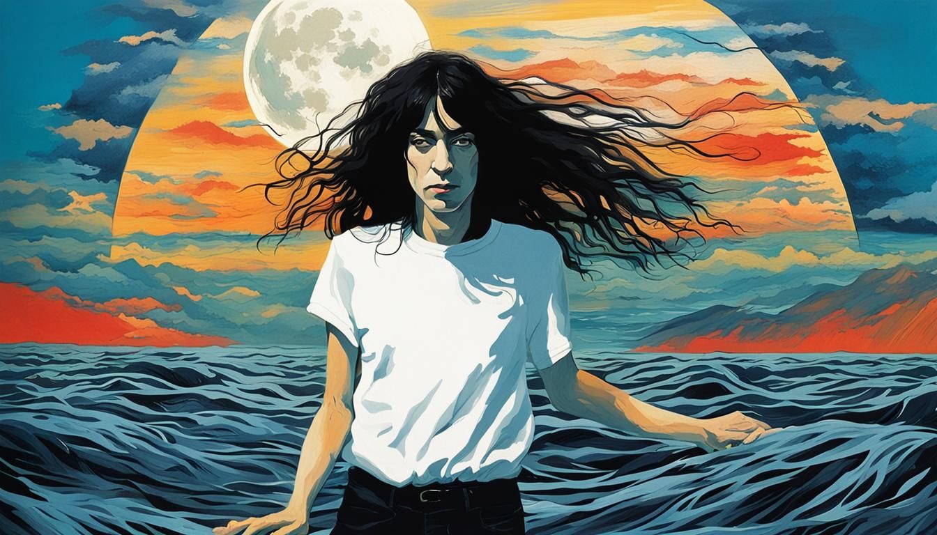 Ocean Portrait of a Singer in Abstract Style